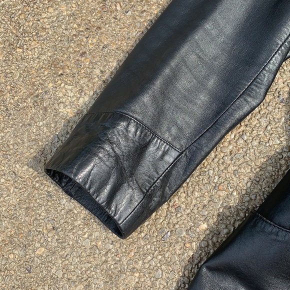 Vintage long leather belted jacket, Size 16 - Picture 5 of 13